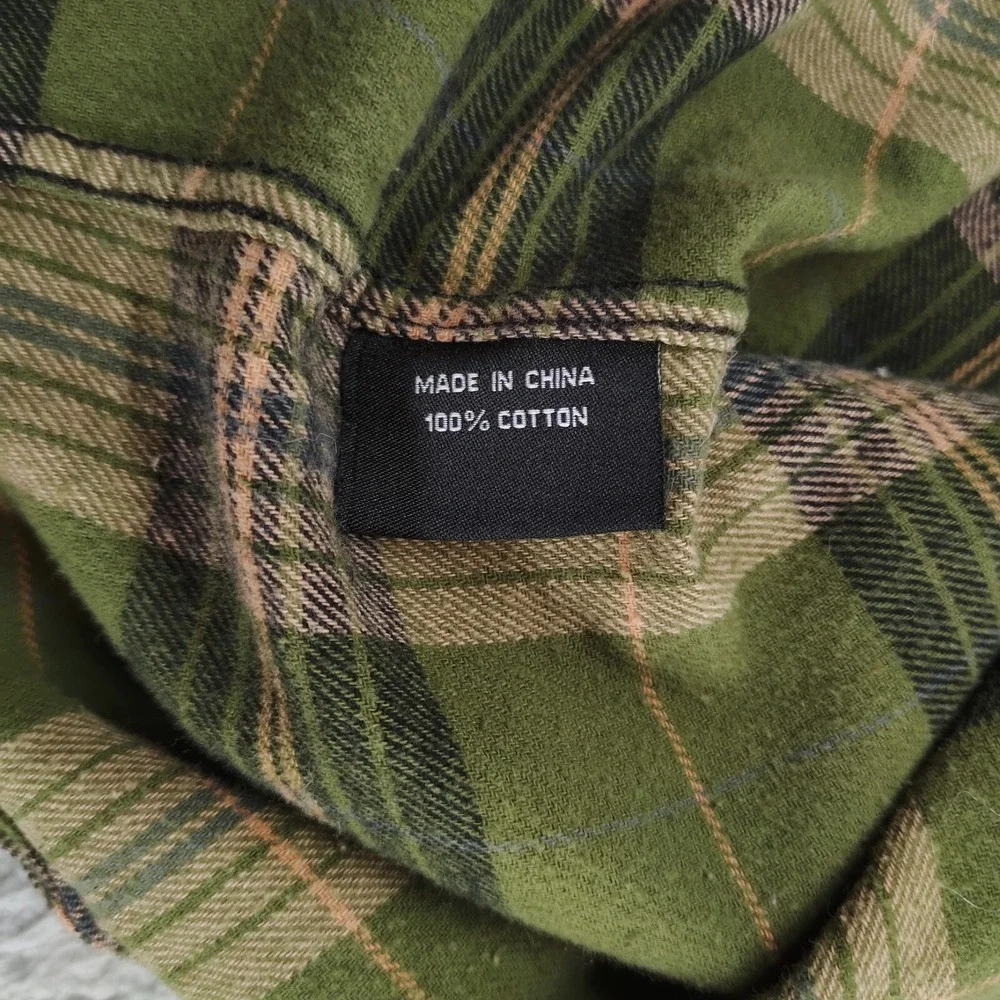 Oddstory Brewing Co Flannel Shirt Men Large Green Plaid Button Up Chattanooga